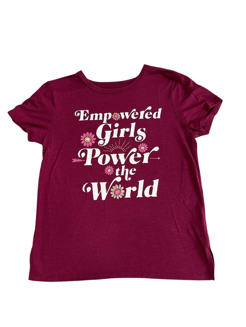 Mudd Girls Berry Graphic Tee with “Girl Power” Message, Size Youth L (10/12)